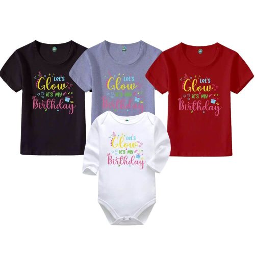 Let's Glow, It's My Birthday! | Birthday | Baby Vest Bodysuit Onesie | Kids T-Shirts